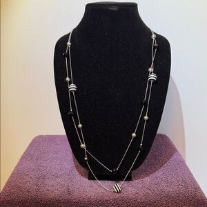 Elegant Black and Silver Beaded Necklace